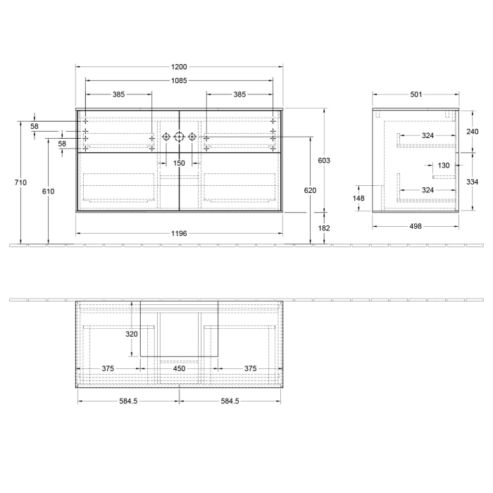 Villeroy & Boch Finion Waschtischunterschrank 120 cm mit Abdeckplatte