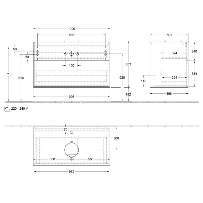 Villeroy & Boch Finion Waschtischunterschrank 100 cm mit Abdeckplatte