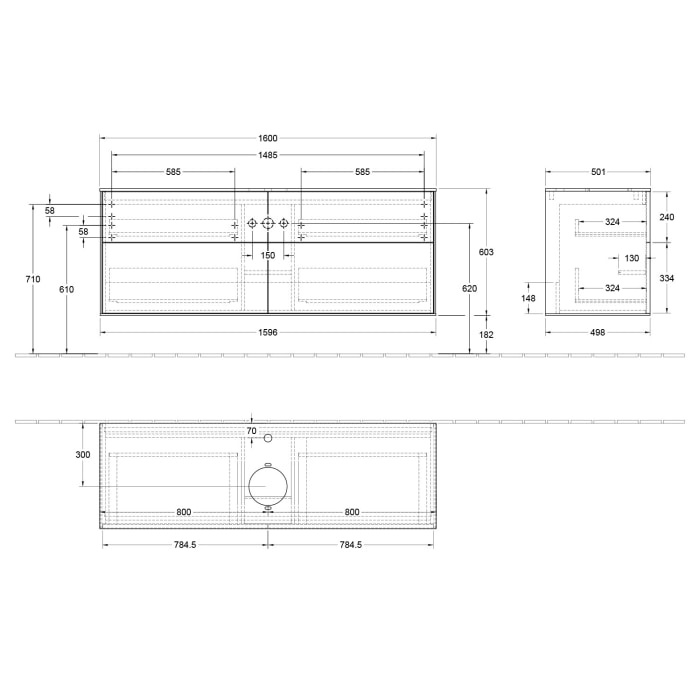 Villeroy & Boch Finion Waschtischunterschrank 160 cm mit Abdeckplatte