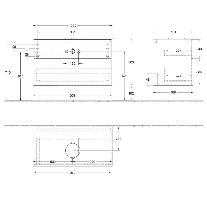 Villeroy & Boch Finion Waschtischunterschrank 100 cm mit Abdeckplatte