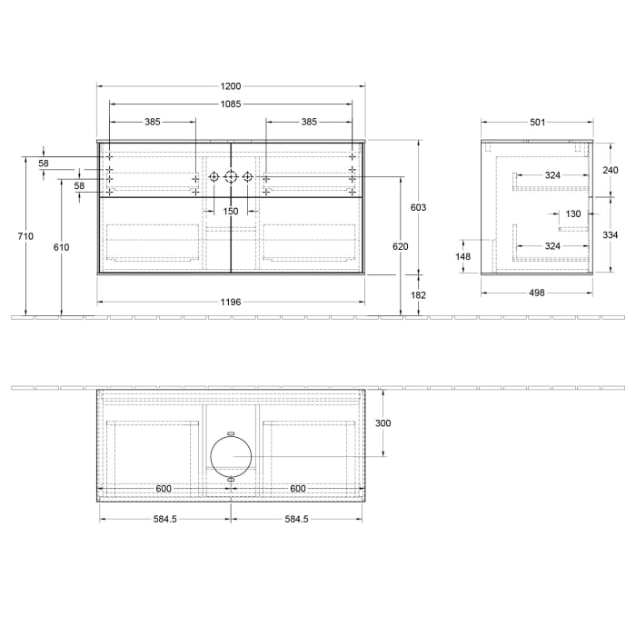 Villeroy & Boch Finion Waschtischunterschrank 120 cm mit Abdeckplatte