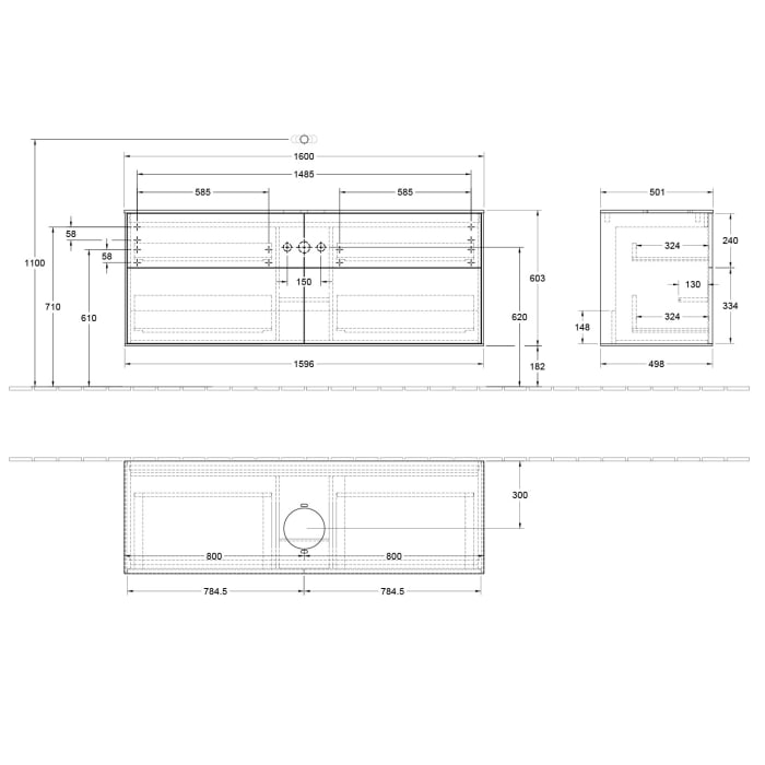 Villeroy & Boch Finion Waschtischunterschrank 160 cm mit Abdeckplatte