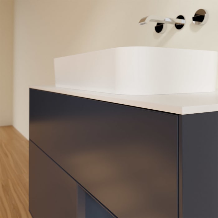Villeroy & Boch Finion Waschtischunterschrank 100 cm mit Regalelement rechts und Abdeckplatte, mit Wandbeleuchtung