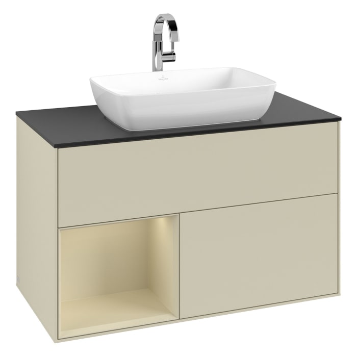 Villeroy & Boch Finion Waschtischunterschrank 100 cm mit Regalelement links, Abdeckplatte