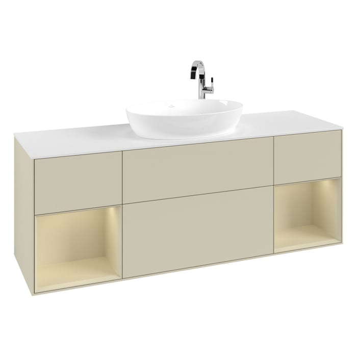 Villeroy & Boch Finion Waschtischunterschrank 160 cm mit 2 Regalelementen, Abdeckplatte