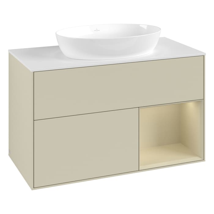 Villeroy & Boch Finion Waschtischunterschrank 100 cm mit Regalelement rechts, Abdeckplatte