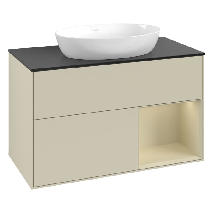 Villeroy & Boch Finion Waschtischunterschrank 100 cm mit Regalelement rechts, Abdeckplatte