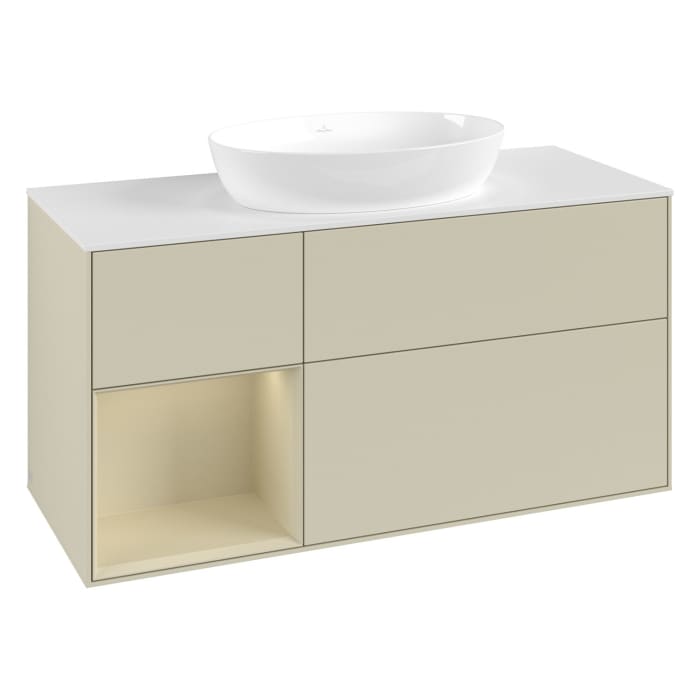 Villeroy & Boch Finion Waschtischunterschrank 120 cm mit Regalelement links, Abdeckplatte
