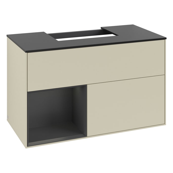 Villeroy & Boch Finion Waschtischunterschrank 100 cm mit Regalelement links und Abdeckplatte