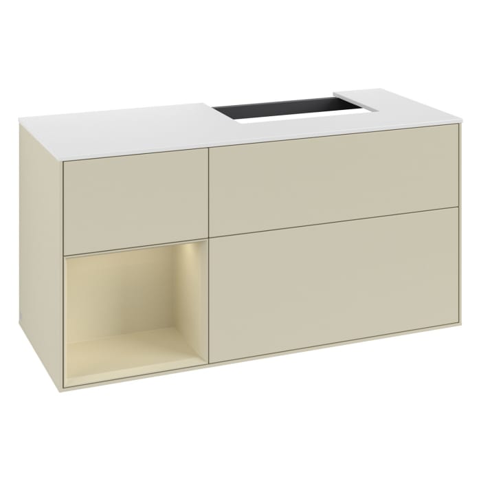 Villeroy & Boch Finion Waschtischunterschrank 120 cm mit Regalelement links, Abdeckplatte