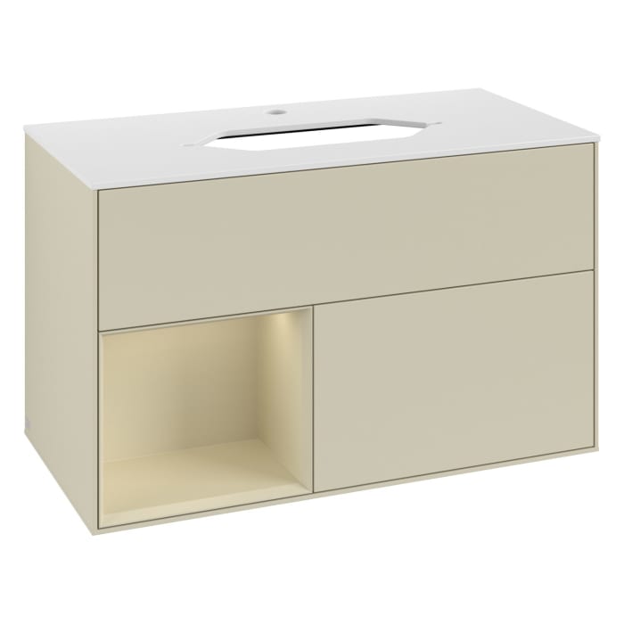 Villeroy & Boch Finion Waschtischunterschrank 100 cm mit Regalelement links, Abdeckplatte
