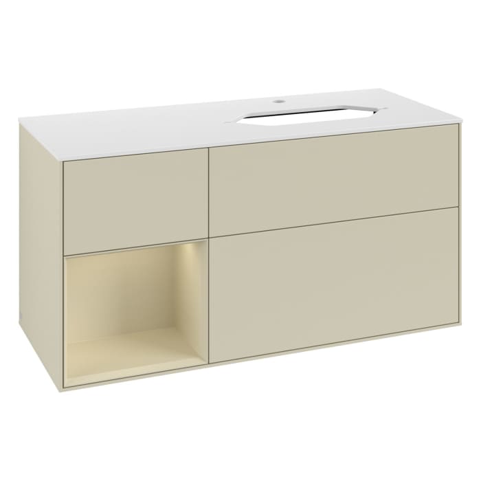 Villeroy & Boch Finion Waschtischunterschrank 120 cm mit Regalelement links, Abdeckplatte
