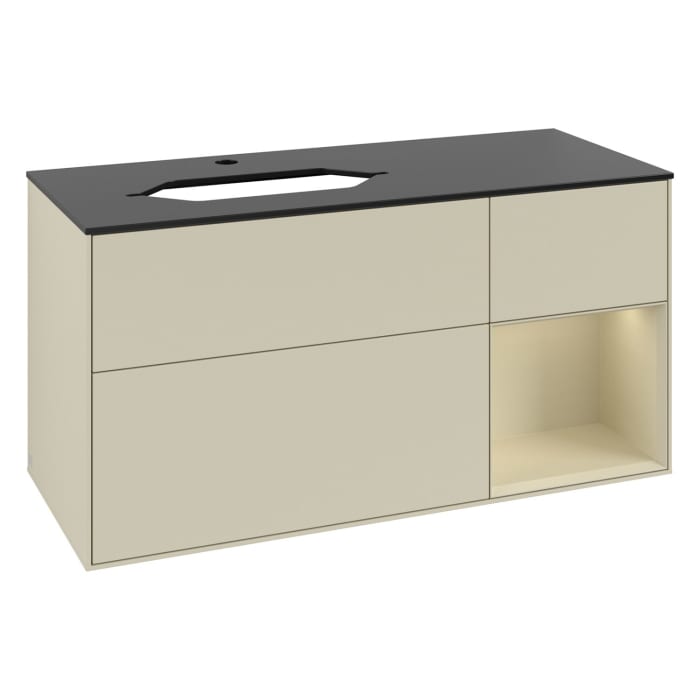 Villeroy & Boch Finion Waschtischunterschrank 120 cm mit Regalelement rechts, Abdeckplatte
