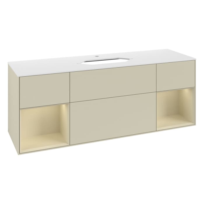 Villeroy & Boch Finion Waschtischunterschrank 160 cm mit 2 Regalelementen, Abdeckplatte