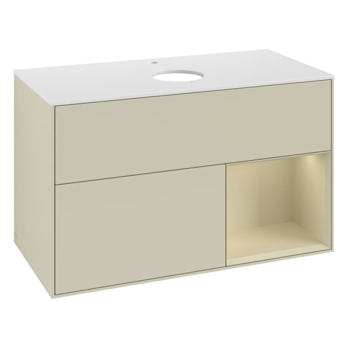 Villeroy & Boch Finion Waschtischunterschrank 100 cm mit Regalelement rechts, Abdeckplatte