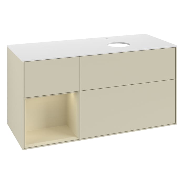 Villeroy & Boch Finion Waschtischunterschrank 120 cm mit Regalelement links, Abdeckplatte