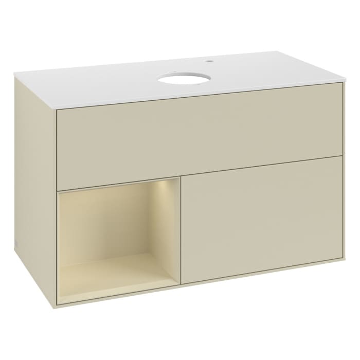 Villeroy & Boch Finion Waschtischunterschrank 100 cm mit Regalelement links, Abdeckplatte