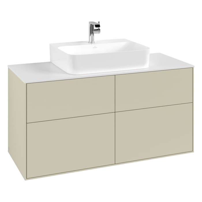 Villeroy & Boch Finion Waschtischunterschrank 120 cm mit Abdeckplatte und LED Wandbeleuchtung