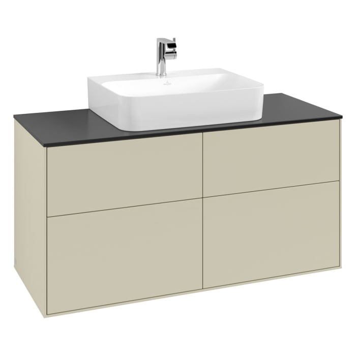 Villeroy & Boch Finion Waschtischunterschrank 120 cm mit Abdeckplatte und LED Wandbeleuchtung