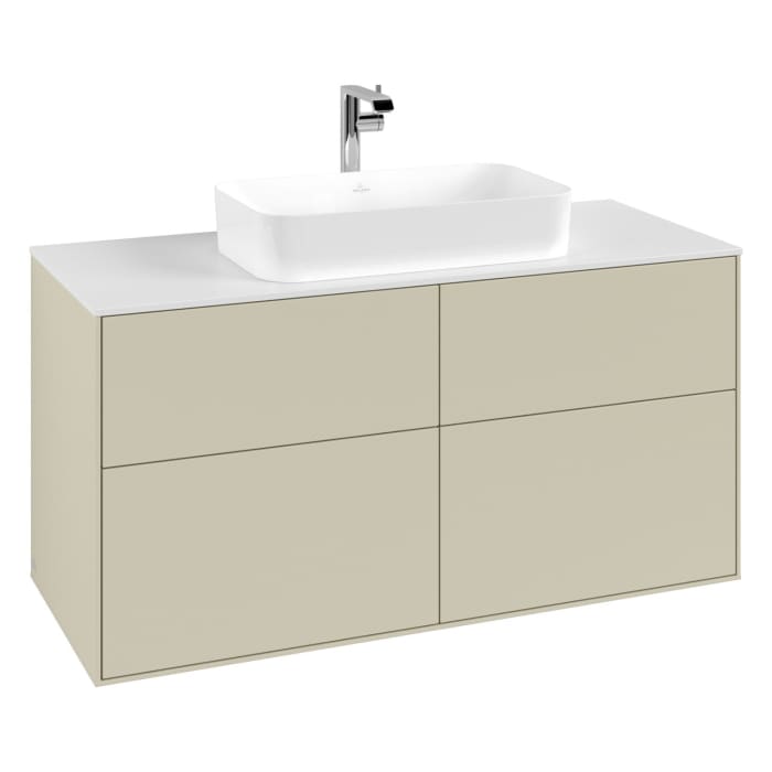 Villeroy & Boch Finion Waschtischunterschrank 120 cm mit Abdeckplatte und LED Wandbeleuchtung