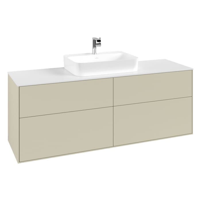 Villeroy & Boch Finion Waschtischunterschrank 160 cm mit Abdeckplatte und LED Wandbeleuchtung