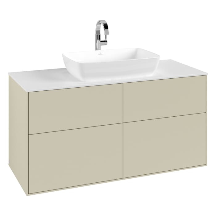 Villeroy & Boch Finion Waschtischunterschrank 120 cm mit Abdeckplatte und LED Wandbeleuchtung