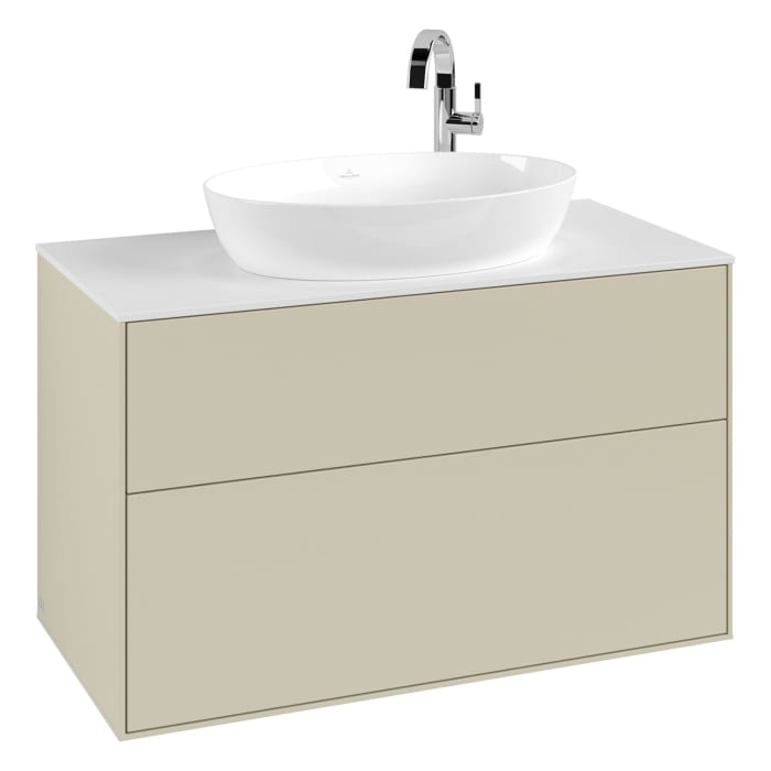 Villeroy & Boch Finion Waschtischunterschrank 100 cm mit Abdeckplatte und LED Wandbeleuchtung