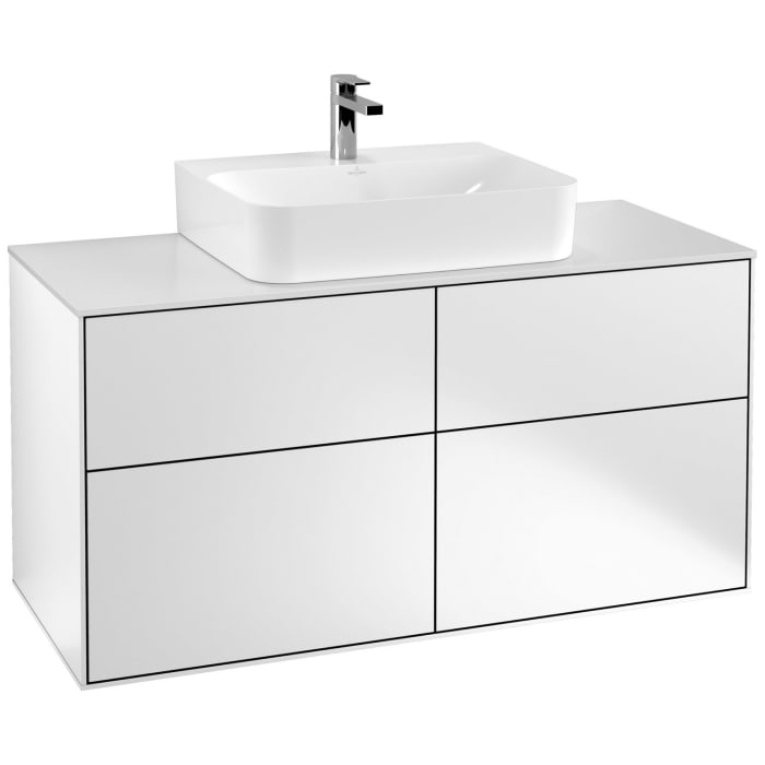 Villeroy & Boch Finion Waschtischunterschrank 120 cm mit Abdeckplatte und LED Wandbeleuchtung