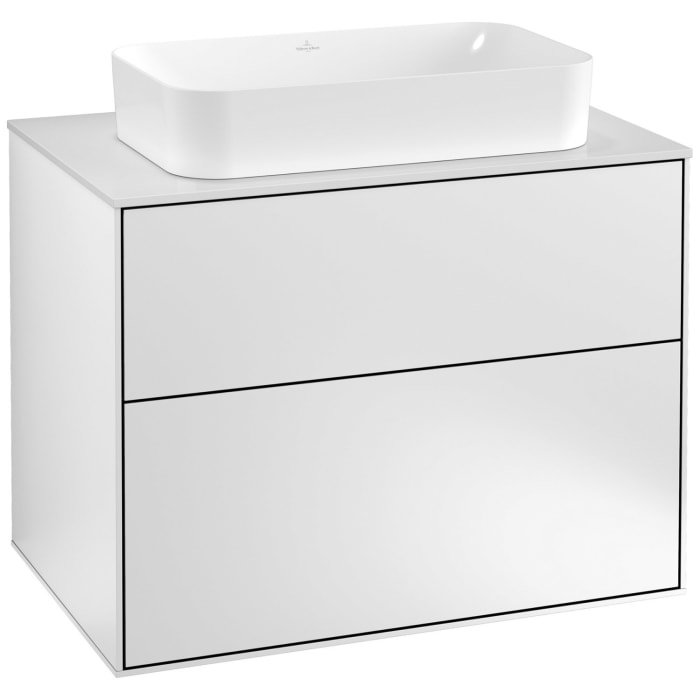 Villeroy & Boch Finion Waschtischunterschrank 80 cm mit Abdeckplatte und LED Wandbeleuchtung