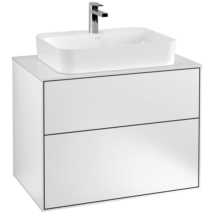 Villeroy & Boch Finion Waschtischunterschrank 80 cm mit Abdeckplatte und LED Wandbeleuchtung