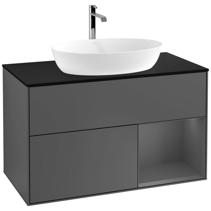 Villeroy & Boch Finion Waschtischunterschrank 100 cm mit Regalelement rechts, Abdeckplatte