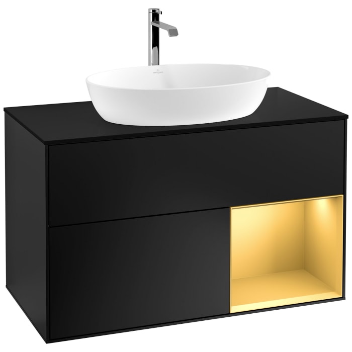 Villeroy & Boch Finion Waschtischunterschrank 100 cm mit Regalelement rechts, Abdeckplatte