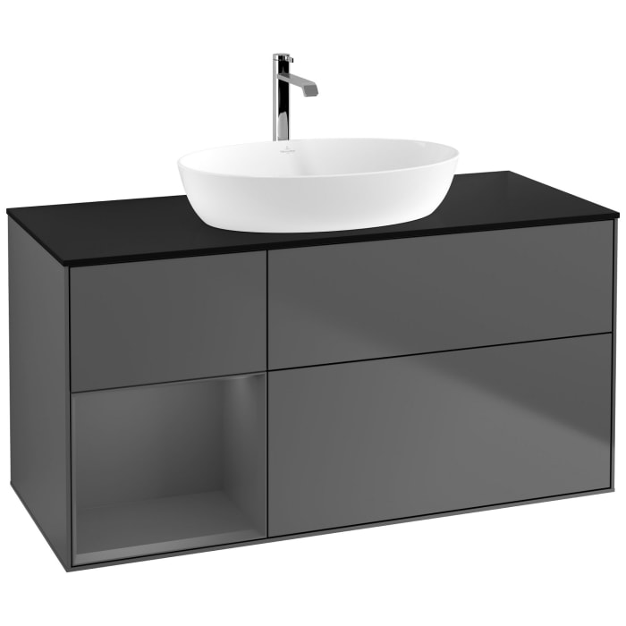 Villeroy & Boch Finion Waschtischunterschrank 120 cm mit Regalelement links, Abdeckplatte