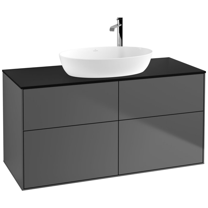Villeroy & Boch Finion Waschtischunterschrank 120 cm mit Abdeckplatte und LED Wandbeleuchtung