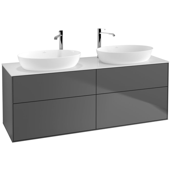 Villeroy & Boch Finion Waschtischunterschrank 160 cm mit Abdeckplatte und LED Wandbeleuchtung