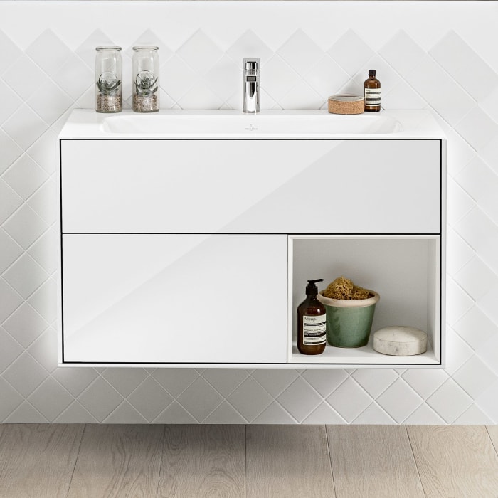 Villeroy & Boch Finion Waschtischunterschrank 99,6 cm mit Regalelement rechts, 2 Auszügen