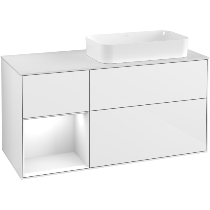 Villeroy & Boch Finion Waschtischunterschrank 120 cm mit Regalelement links, Abdeckplatte