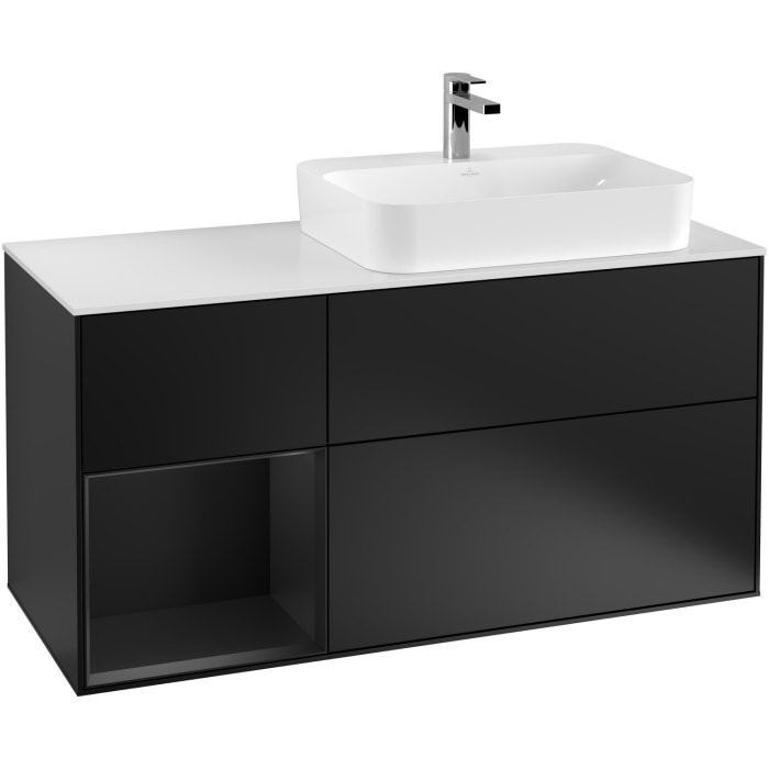 Villeroy & Boch Finion Waschtischunterschrank 120 cm mit Regalelement links, Abdeckplatte