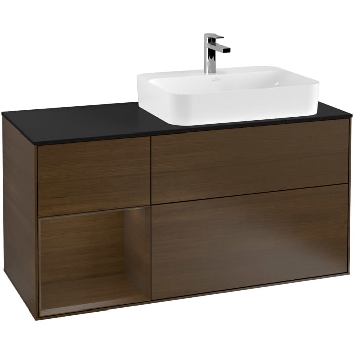 Villeroy & Boch Finion Waschtischunterschrank 120 cm mit Regalelement links, Abdeckplatte