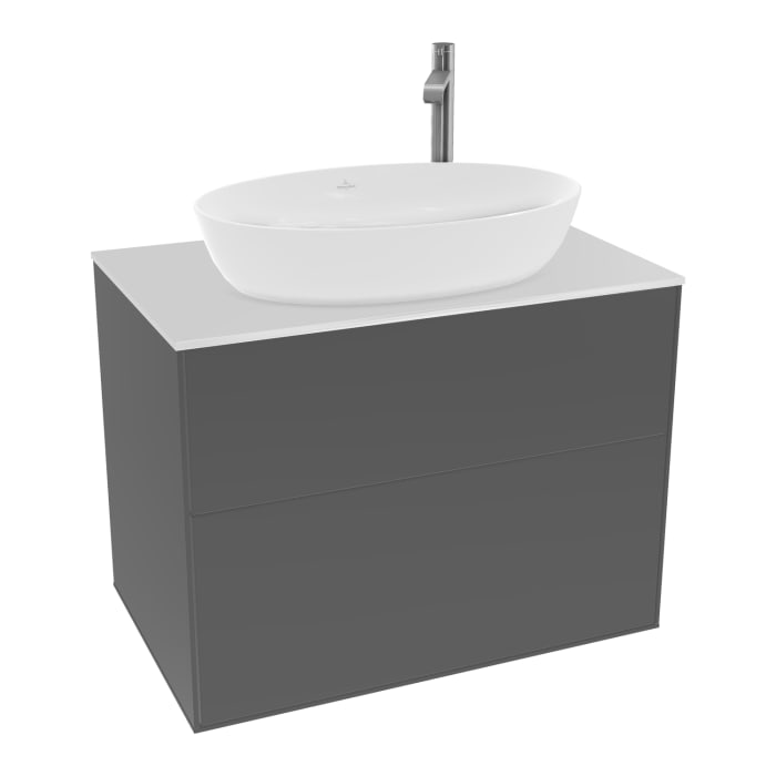 Villeroy & Boch Finion Waschtischunterschrank 80 cm mit Abdeckplatte und LED Wandbeleuchtung