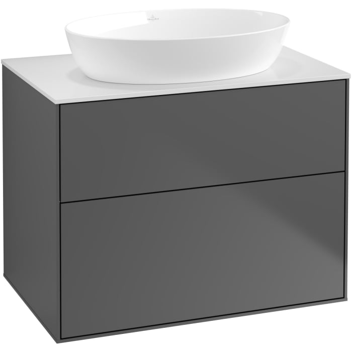 Villeroy & Boch Finion Waschtischunterschrank 80 cm mit Abdeckplatte und LED Wandbeleuchtung