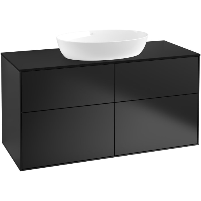 Villeroy & Boch Finion Waschtischunterschrank 120 cm mit Abdeckplatte und LED Wandbeleuchtung