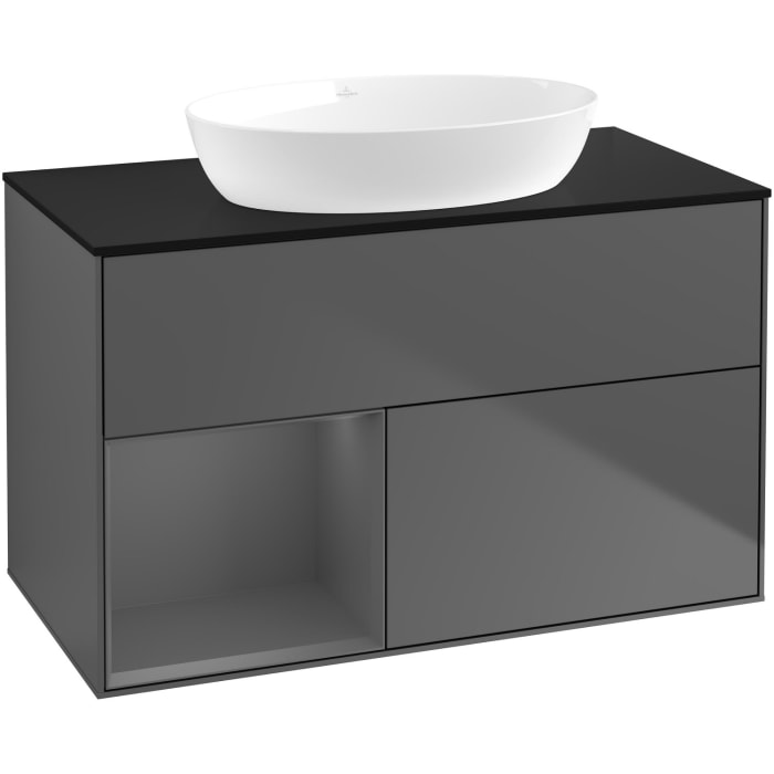 Villeroy & Boch Finion Waschtischunterschrank 100 cm mit Regalelement links, Abdeckplatte