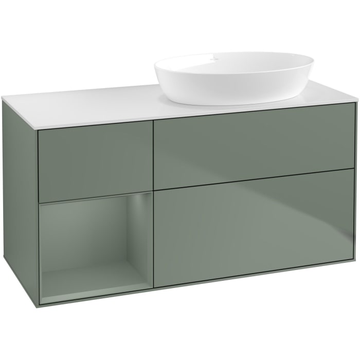 Villeroy & Boch Finion Waschtischunterschrank 120 cm mit Regalelement links, Abdeckplatte
