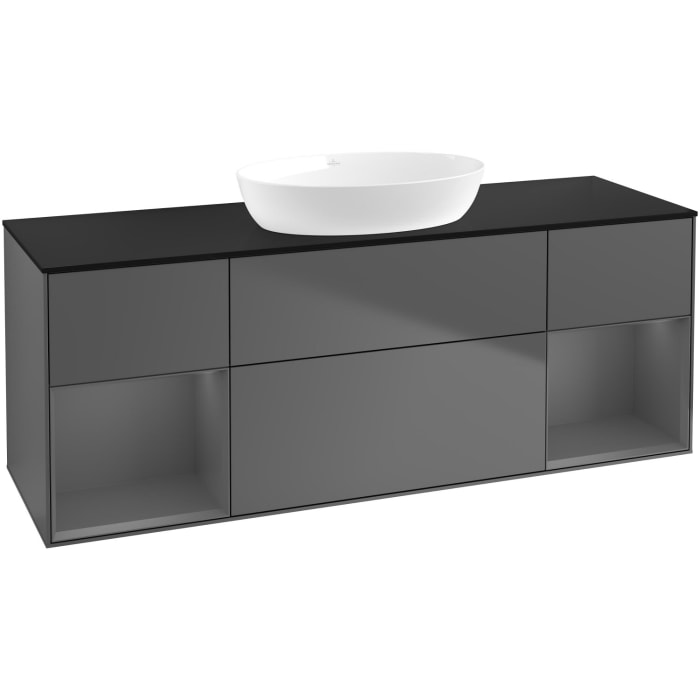 Villeroy & Boch Finion Waschtischunterschrank 160 cm mit 2 Regalelementen, Abdeckplatte