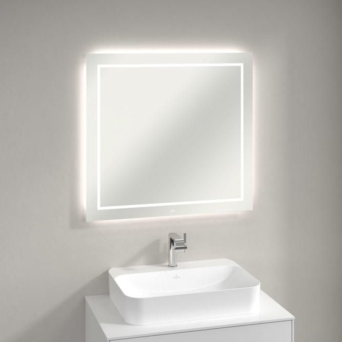 Villeroy & Boch Finion Badspiegel 80 x 75 cm mit LED- und Wandbeleuchtung