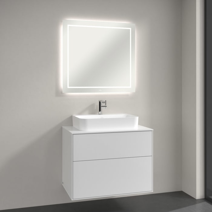 Villeroy & Boch Finion Badspiegel 80 x 75 cm mit LED- und Wandbeleuchtung