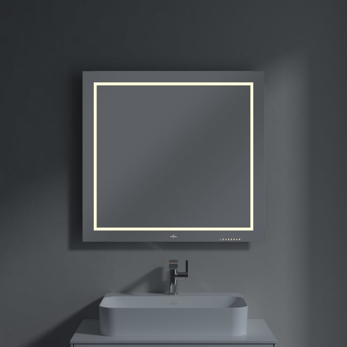 Villeroy & Boch Finion Badspiegel 80 x 75 cm mit LED-Beleuchtung und modernem Design