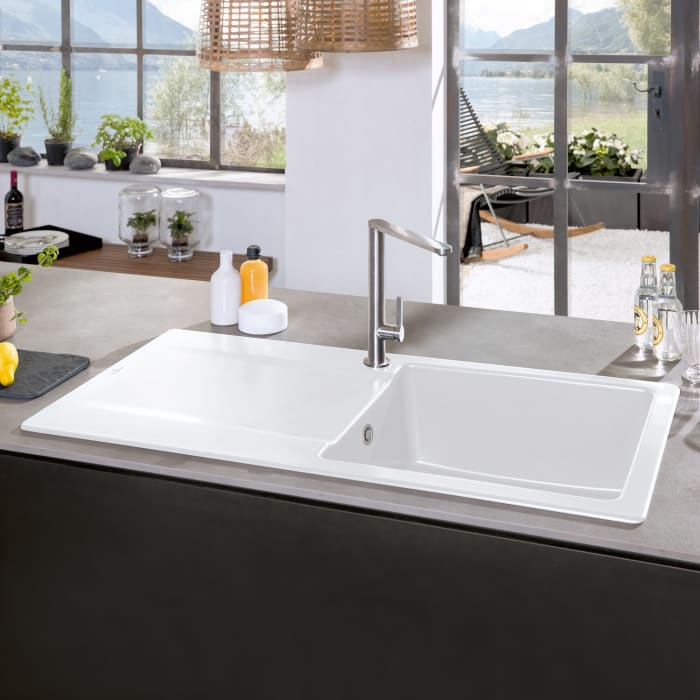 Villeroy & Boch Siluet 50 Einbauspüle, Ablaufgarnitur mit Handbetätigung, reversibel