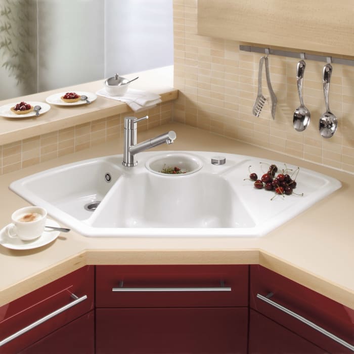 Villeroy & Boch Solo Eck-Einbauspüle, Ablaufgarnitur mit Excenterbetätigung